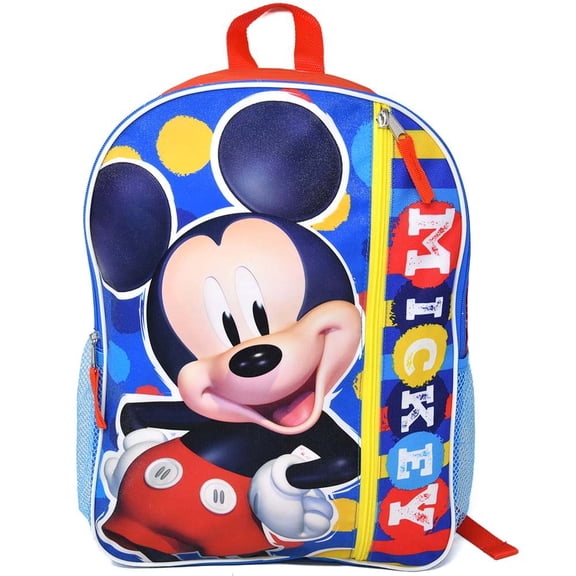 Mickey Mouse 16" Backpack with 1 Vertical Front Pocket-Perfect for Preschool & Elementary Boys & Girls