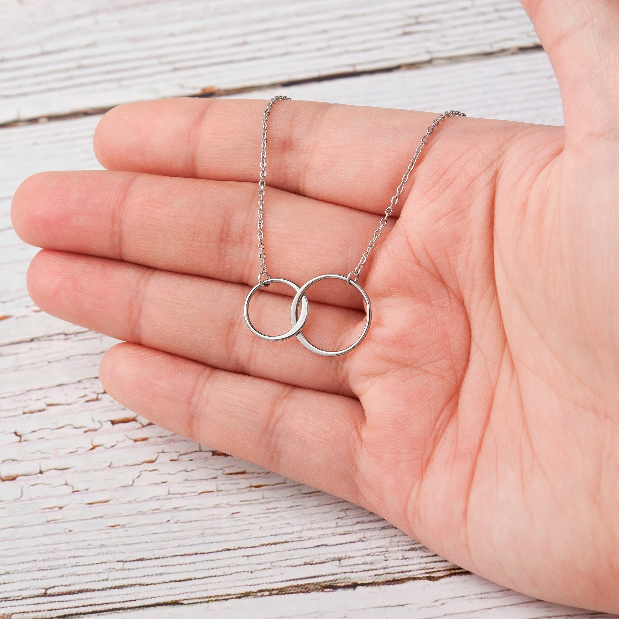 Mother of the Bride Mother's Day Gift, Jewelry Gift for Mother in Law, Necklace and Card Gift Set, Gift for Mom, Gift for Her, Jewelry for Mom [Silver Infinity Ring,Blue-Orange Gradient]