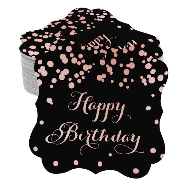 Inkdotpot Real Rose Gold Foil Happy Birthday Tags Favor Bracket Shape Hang Pack Of 100 Paper Tags