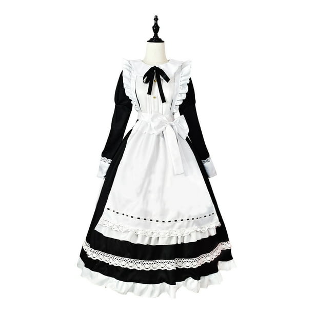 Vestido largo de sirvienta tradicional Vestido de sirvienta de manga larga Vestido de sirvienta Marioneta Uniforme de cosplay de mayordomo Vestido lindo