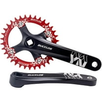 BUCKLOS 104 BCD Mountain Bike Single Speed Crankset, 170mm MTB Square Taper Crankset with Plating Chainring (Multicolor) 30/32/34/36/38T, Replacement for Bicycle Crank Arm Set