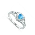 thumbnail image 4 of CHOOSE YOUR COLOR Baby Ring .925 Sterling Silver Band Blue Cubic Zirconia Jewelry Female Size 10, 4 of 4