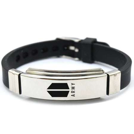 Signature Stainless Steel Bracelet - Fancyleo 1 Pcs Fashion KPOP Bracelet Stainless Steel Silicon BTS Signature Bracelet
