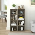 thumbnail image 4 of UHOMEPRO 8-Tier Media Tower, CD DVD Media Storage Unit with Adjustable Shelves, Multi-Functional Cube Storage Cabinet for Home Office, Wooden Freestanding Double-Decker Bookcase Display Stand, Gray, 4 of 11