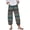 Green A, variant on Fesfesfes Linen Pants for Women Floral Print Elastic Band Pants Loose Straight Leg Pants Casual Ruffle Crop Trousers Beach Wear Boho Pants with Pocket
