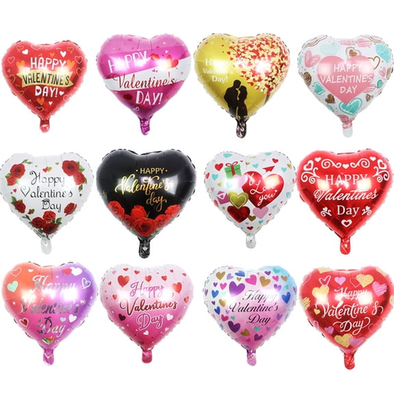 D-GROEE 2Pcs 18Inch Heart Balloon Inflatable Romantic Reusable Happy Valentine's Day Aluminum Foil Balloon Decor Home Decoration