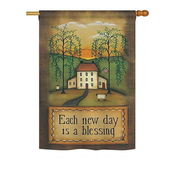 Breeze Decor BD-SH-H-100072-IP-BO-D-US18-SB 28 x 40 in. Each New Day Inspirational Sweet Home Impressions Decorative Vertical Double Sided House Flag