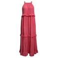 thumbnail image 4 of XVJRHAK Dresses for Women 2024 Wedding Guest Women Summer Boho Long Solid Color Loose Sleeveless Neck Ruffle Maxi Beach Dress Maxi(Red2,XL), 4 of 6