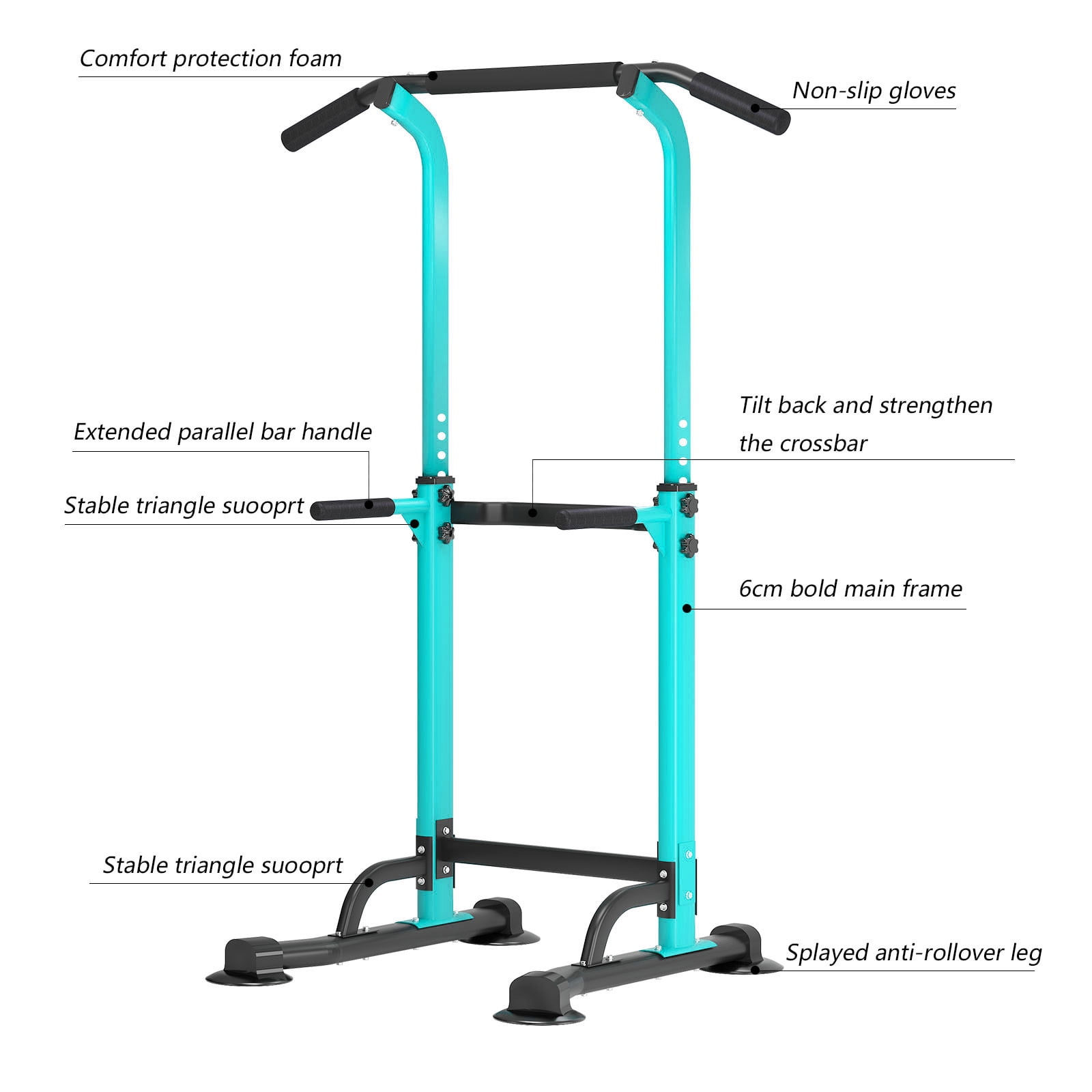 SogesPower Adjustable 83"H Pull up Bar Power Tower Multifunctional Fitness Station for Home