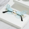 thumbnail image 4 of Gafas de sol sin montura Sunnimix Fire Flame decoración de perlas marco dorado Resistencia al impacto, 4 of 8