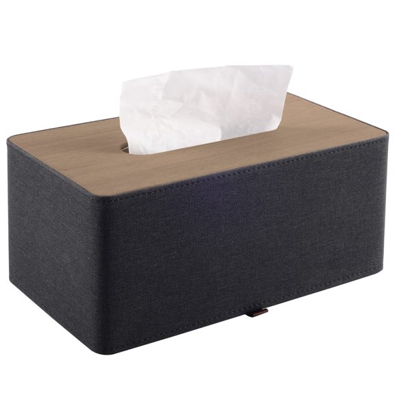 Soporte para pañuelos RHCSZ, piel sintética de alta gama, color negro