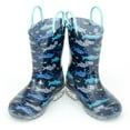 thumbnail image 3 of Toddler Boys Rain Boots Little Kids Baby Light Up Rubber Printed Waterproof Mud Insulated Shoes Shark Blue Lightweight Adorable with Easy-on Handles Non Slip Size 8, 3 of 5