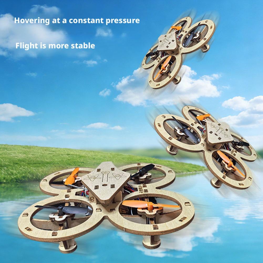 Wooden Drone Model Kit, DIY Wooden Assembly RC Drone Kit, RC Quadcopter Building Kits with 4-Axis Flight,Remote Control Mini Quadcopter Building Kits for Kids or Beginner