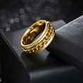 thumbnail image 3 of Udolfly Mens Fidget Rings Anxiety Rings for Men Womens Chain Spinner Rings for Adults Titanium Steel Ring Gold Gold Size 7, 3 of 7