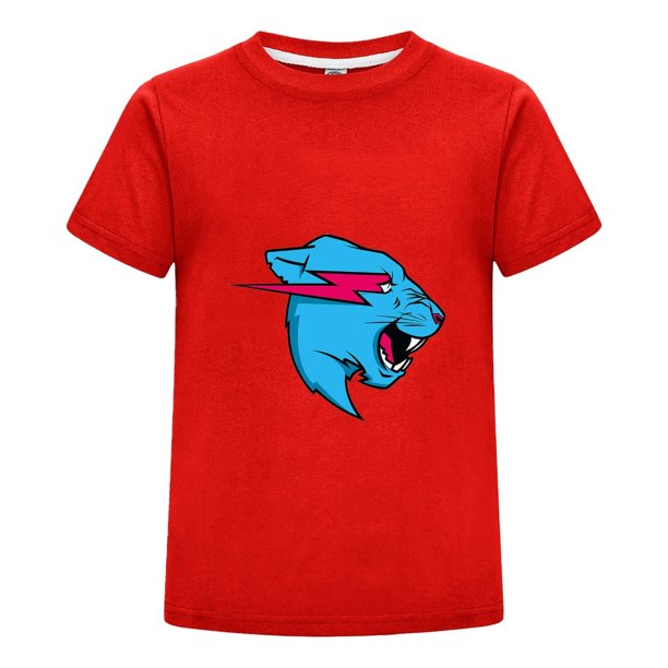 Camiseta MrBeast Niño Niña Verano Algodón Playera Pantera Azul Infantil Regalo Moda Casual Fans Ropa Fresca Estampada Diario