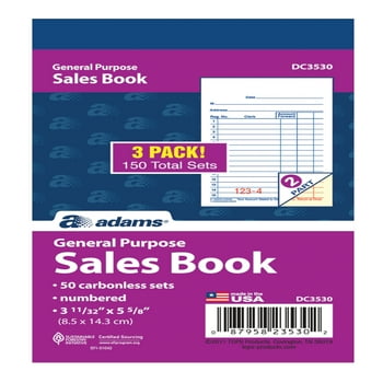 Adams 2-Part Carbonless Sales Order Record Book, 3 Pack