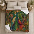 thumbnail image 5 of Exotic Tropical Birds Majestic Crane Art Jewel Tones, Cozy Bird Art Scene, Warm Flannel Blanket for Beach House and Living Room, Bird Lovers Thanksgiving Gift, Artistic Home Decor, 5 of 9