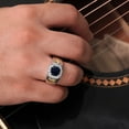 thumbnail image 4 of Gem Stone King Men's 925 Silver and 10K Yellow Gold Blue Sapphire and White Lab Grown Diamond Ring (3.08 Cttw, Gemstone Birthstone) | Size 7, 4 of 6