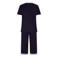 thumbnail image 5 of Zpanxa Womens 2 Piece Sets Summer Outfits 2024 Fashion Two Piece Lounge Matching Set, V-Neck Short Sleeve Tops Capri Pants, Fashion Women Casual Short Sleeve Tops Pajama Sets Purple C XL, 5 of 6