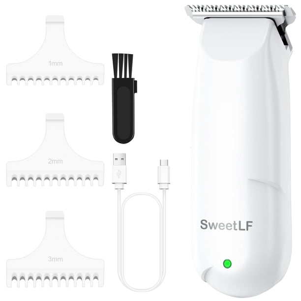 SweetLF Cortapelos, Cortapelos Inalámbrico Silencioso, Mini Kit de Corte de Pelo con 3 Peines Guía, Recargable por USB, Portátil, Blanco