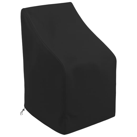 Black Patio Chair Cover Waterproof, 25.6 x 25.6 x 44.9 in / 65 x 65 x 114 cm Stackable Chairs Cover, Oxford Cloth Outdoor Furniture Cover with Storage Bag and Drawstring