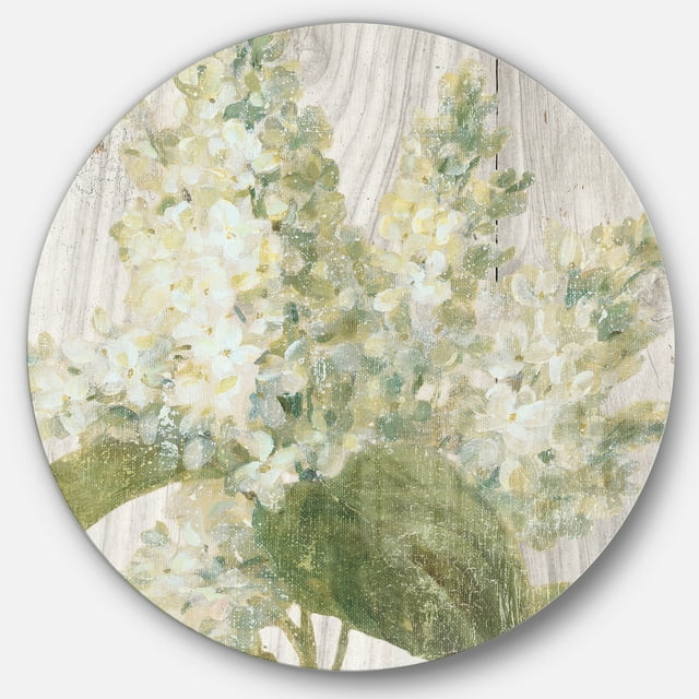 Designart « Goauche Green Flower II » Art Mural Rond en Métal Style Ferme - Disque de 36