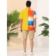 thumbnail image 5 of INSPIRE CHIC Camisas de patchwork con bolsillo en el pecho y manga corta con botones y estampado hawaiano para hombre Amarillo M, 5 of 6