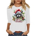 thumbnail image 2 of ClodeEU Women's Christmas Print Sweatshires,t Round Neck 3/4 Sleeve Blouse,Tunic Shirts Tops White,Womens Plus M, 2 of 3