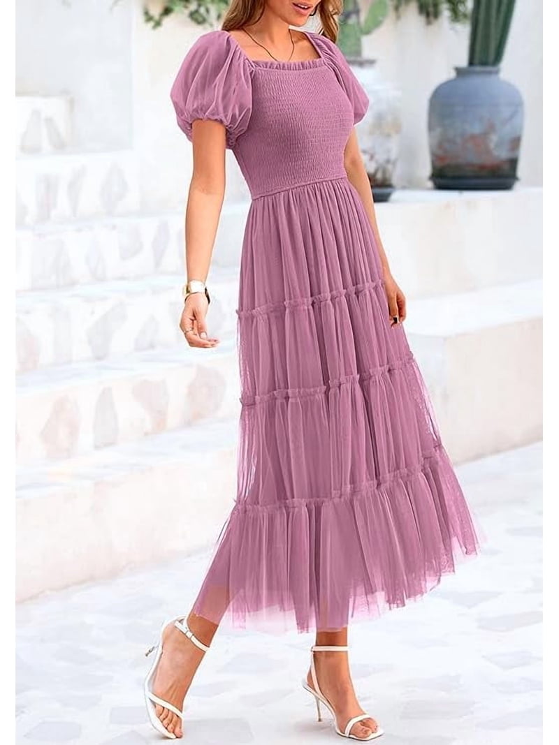 short sleeve ruffle dress Short-Sleeve Ruffle Swing Dress