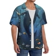 thumbnail image 2 of Yiaed Underwater Dolphin Print Mens Casual Wrinkle Free Shirts Short Sleeve Button Down Summer Stretch Dress Shirt-Small, 2 of 5