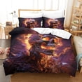 thumbnail image 1 of Flaming Skull Bedding Set 3 Piece Mysterious Printed Microfibre Zip Duvet Cover, 1 of 5