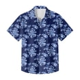 thumbnail image 5 of QHRMKOG Shirt for Men Relaxed Fit Tropical Print Short Sleeve Hawaiian Shirts Light Holiday Button Down Beach Shirt Summer Fashion Top Blue L, 5 of 6