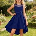 thumbnail image 2 of JIAYUE Girls Dresses A-Line Crew Neck Sleeveless Satin Party With Mesh Bow Belt Formal Occasion Elegant Length Gown For Special Events Cute Kids Dress, 2 of 5