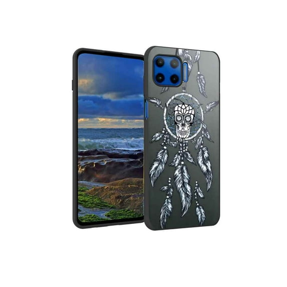 Compatible with Moto One 5G Phone Case, Dream-catcher-Skull-5 Case Men Women, Flexible Silicone Shockproof Case for Moto One 5G