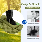Camping Sleeping Pad 2 Person Self-Inflating Mattress Double Size with Pillow Air Mat Outdoor Portable Green