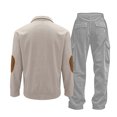 thumbnail image 2 of guisaled Men's Tracksuit 2 Piece Set Corduroy Cozy Sweatsuits Casual Jogging Athletic Sweatpants Quarter Button Sweatshirts Suits, 2 of 6
