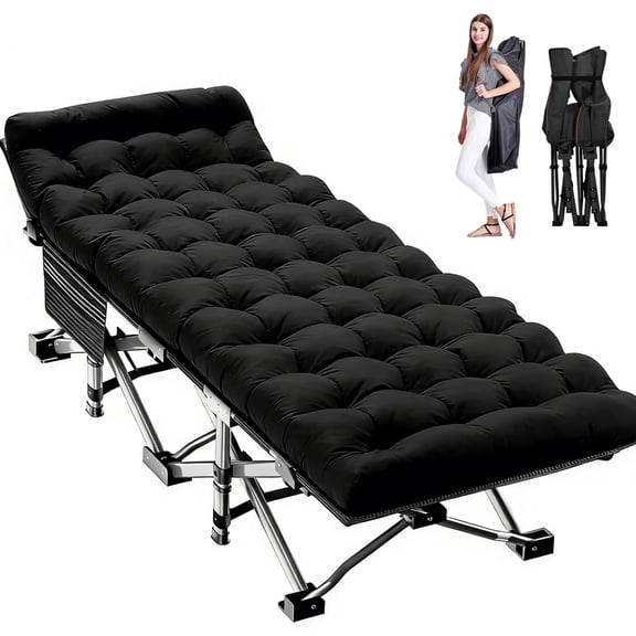 Slsy XL Folding Camping Cots with 3.3 inch 2 Sided Mattress, 75"* 28"Folding Bed Cot with Carry Bag, Folding Sleeping Cot Guest Bed