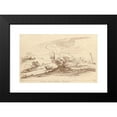 thumbnail image 2 of George Knapton 14x11 Black Modern Framed Museum Art Print Titled - Landscape and Stream Crossing (1740), 2 of 5