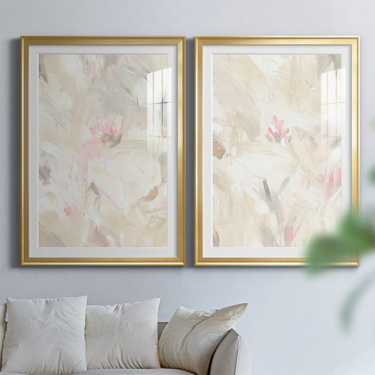 Wexford Home Soft Abstraction I Premium Framed Print, 22.5" x 30.5" - Ready to Hang, Gold (Set of 2)