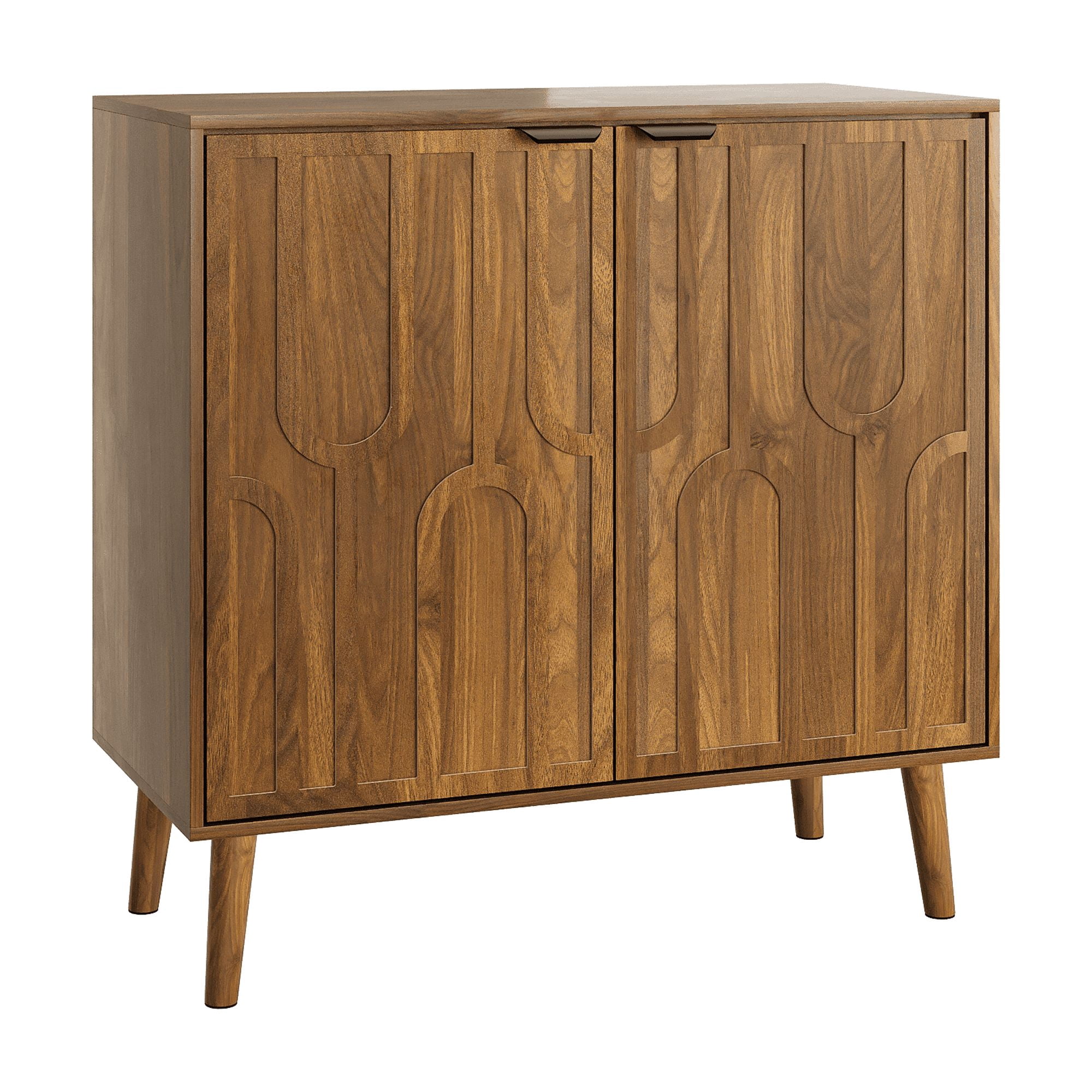 TrumanPick Farmhouse Buffet Cabinet with Paper Clip Design – Wood Sideboard with Storage for Kitchen, Dining Room, Living Room, Entryway, Walnut, 31.5" W