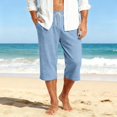 thumbnail image 6 of Migroa Mens Solid Capri Pants Elastic Waist Stretch Casual Trousers Summer Outdoor Beach Bottoms Light Blue S, 6 of 8