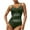 Olive Green, variant on WREESH Women's Mesh One Piece Swimsuit Fashion V-Neck Tummy Control Slim Bathing Suit Adjustable Straps Swimwear Olive Green