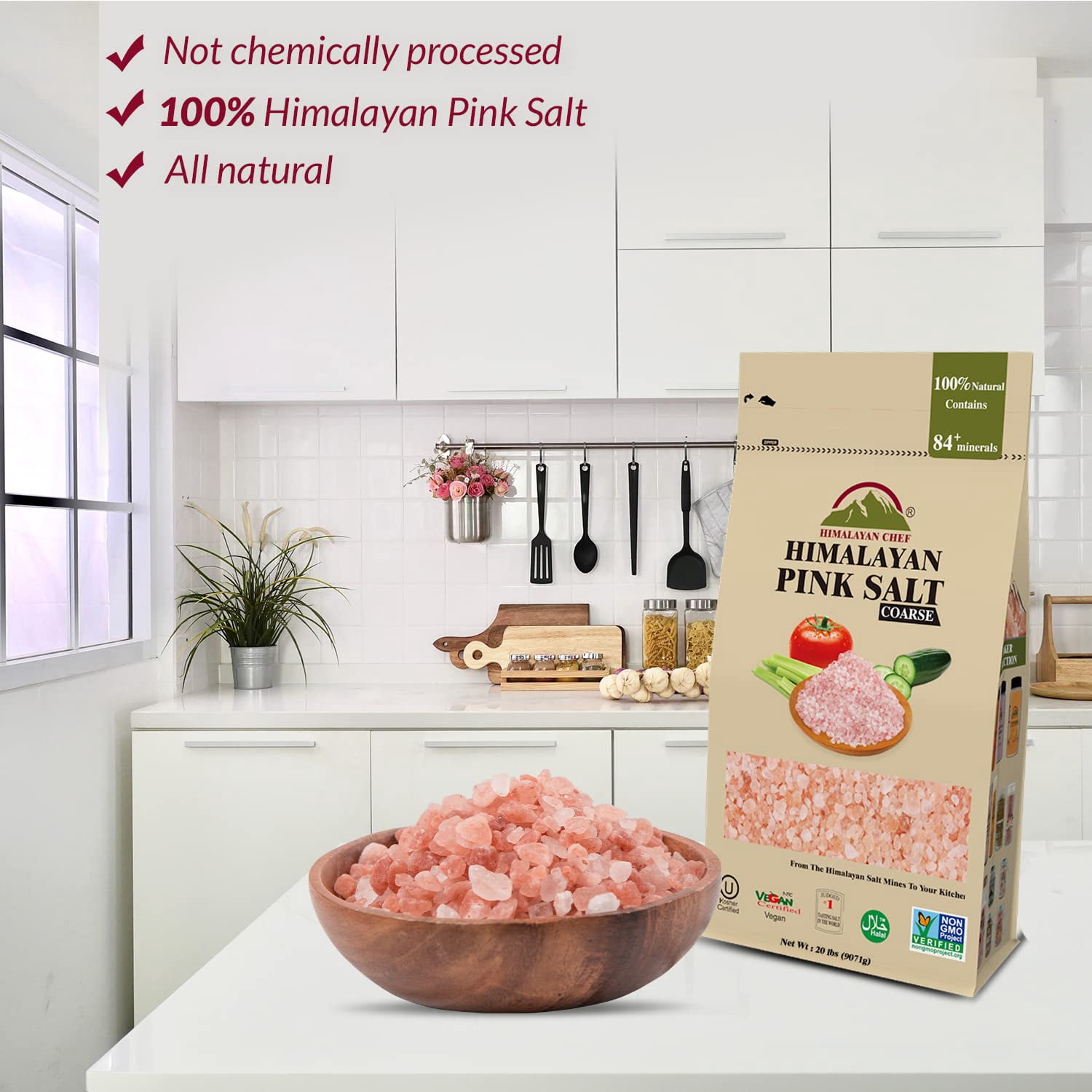 SALT 84 Himalayan Pink Salt, Coarse Grain, Add Flavors to Your Cooking, Vegan & Kosher, 20lbs Pack of 2