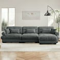 thumbnail image 3 of 130" Grey Modular Sectional Sofa, 3 Seater Large Sectional Couches for Living Room, Velvet Fabric Oversized Fluffy Cloud Couch with Ottoman, Deep Seat Home Sofas Set, Sofá Moderno, L Shaped, 3 of 8