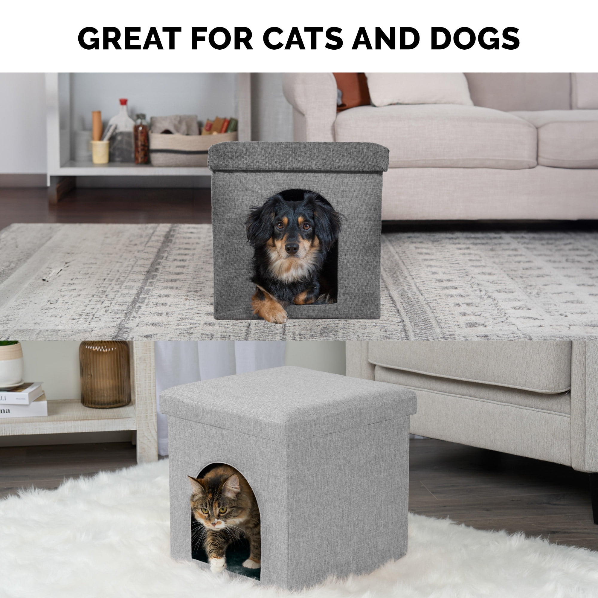FurHaven Pet Products Small Pet House Footstool for Dogs & Cats - Mist Gray