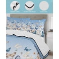 thumbnail image 4 of Quilts Twin XL Size, Blue Ombre Butterfly Soft Comforter Bedding Set for Bed, Pastoral Farmhouse Butterflies Lightweight Quilted Bedspread with Pillow Cover(2 Pieces) for All Season, 68x98 Inch, 4 of 6