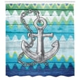 thumbnail image 3 of Ambesonne Anchor Shower Curtain, Nautical Chevron Zigzags, 69"Wx84"L, Multicolor, 3 of 3