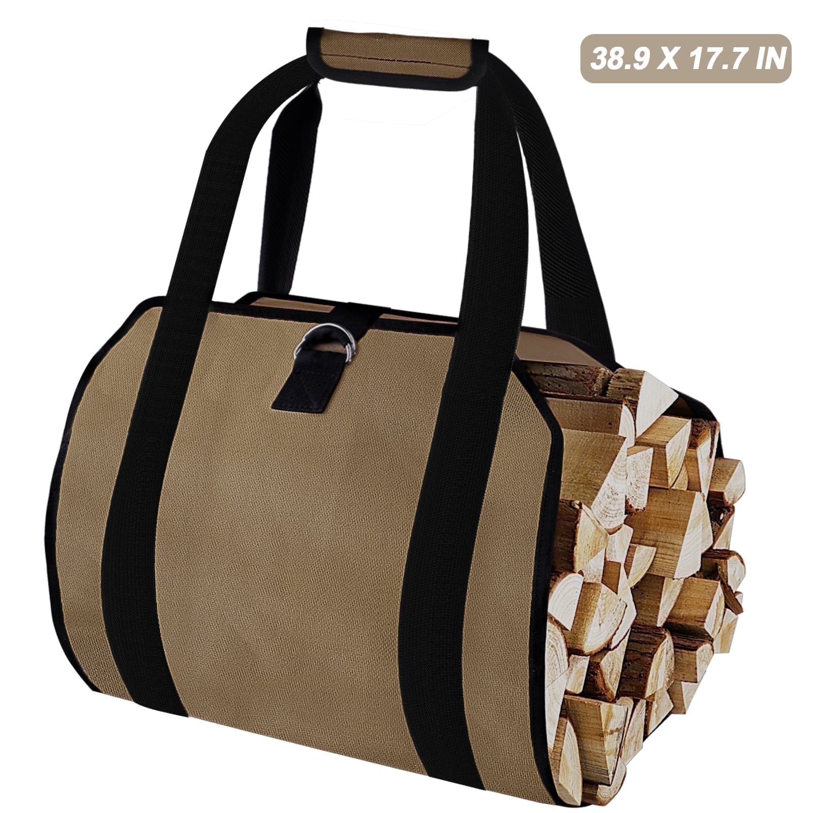 Remiawy Firewood Carrier bag with Padded Handles, Heavy Duty Polyester Oxford Canvas Wood Log Carrier Tote for Firewood, Fire Wood Carrier for Camping Outdoor Indoor