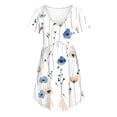thumbnail image 6 of Nmnitkp Dresses for Women Casual Summer T-Shirt Dress, V-Neck Short Sleeve Empire Waist Loose Fit Flowy Mini Dress with Pockets, Solid Color for Everyday & Vacation Wear White,2XL, 6 of 7