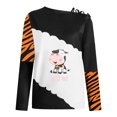thumbnail image 4 of Mujeres manga larga fuera del hombro correa cruzada Tops vacas impresas blusa túnica Tops Fridja hkj5389, 4 of 4